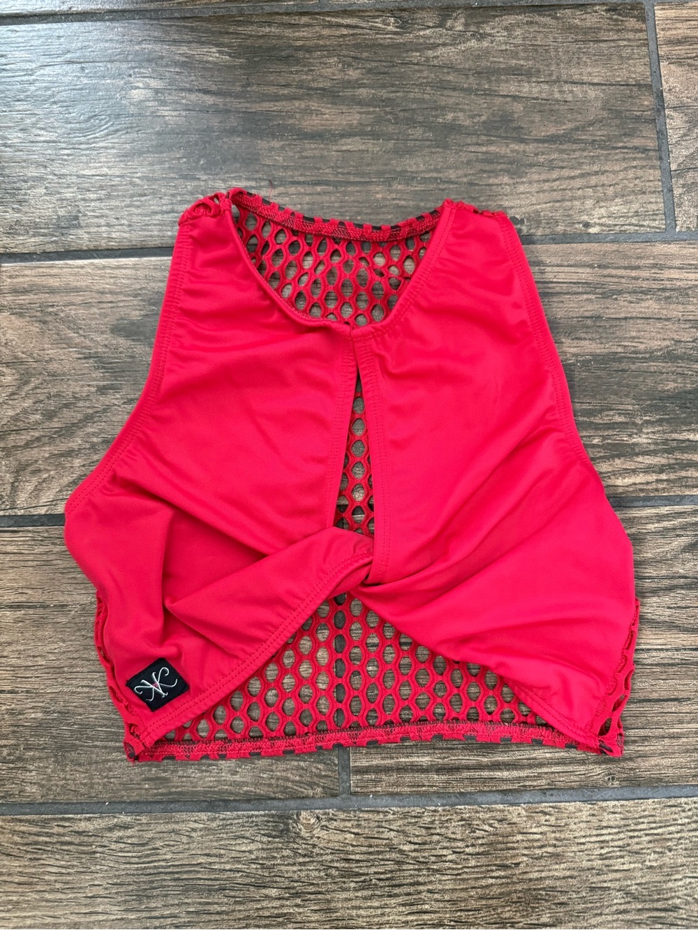 Kandi Kouture Red Fishnet Twist Front Rave Festival Crop Top | Women’s Adult Sma